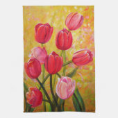 Roze en Rode Tulp-opstelling Theedoek (Verticaal)