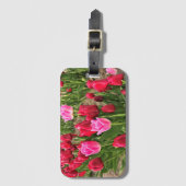 Roze en rode tulpen bagagelabel (Voorkant (verticaal))