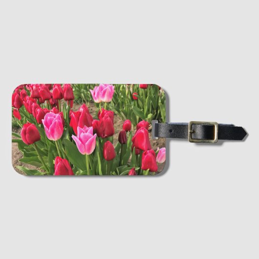Roze en rode tulpen bagagelabel (Voorkant (horizontaal))