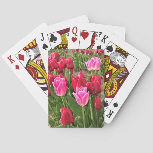 Roze en rode tulpen pokerkaarten (Achterkant)