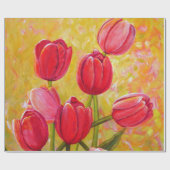 Roze en rode Tulpen schilderen Cadeaupapier (Vlak)