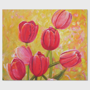 Roze en rode Tulpen schilderen Cadeaupapier