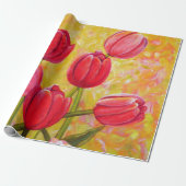 Roze en rode Tulpen schilderen Cadeaupapier (Uitgerold)