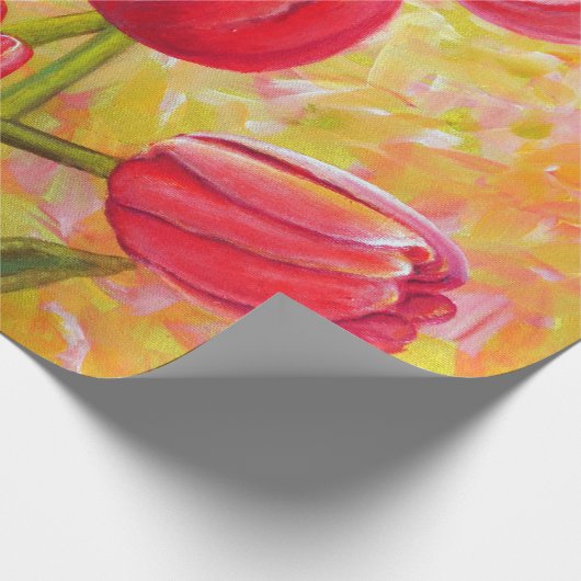 Roze en rode Tulpen schilderen Cadeaupapier (Hoek)