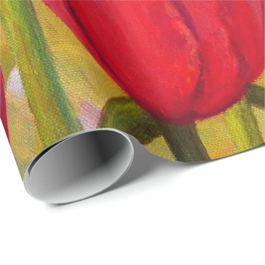 Roze en rode Tulpen schilderen Cadeaupapier (Rol Hoek)