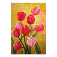 Roze en rode Tulpen schilderen