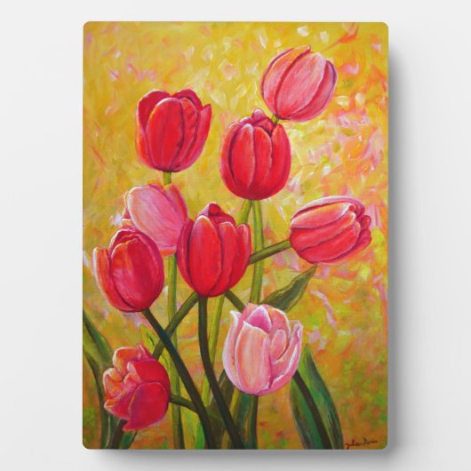 Roze en rode Tulpen schilderen Fotoplaat (voorkant)