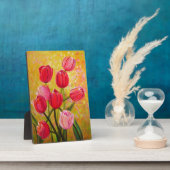 Roze en rode Tulpen schilderen Fotoplaat (Zijkant)