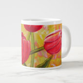 Roze en rode Tulpen schilderen Grote Koffiekop (Voorkant rechts)