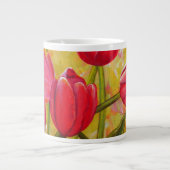 Roze en rode Tulpen schilderen Grote Koffiekop (Voorkant)