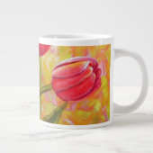 Roze en rode Tulpen schilderen Grote Koffiekop (Rechts)