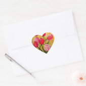 Roze en rode Tulpen schilderen Hart Sticker (Envelop)