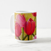 Roze en rode Tulpen schilderen Koffiemok (Voorkant links)