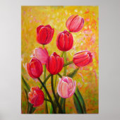 Roze en rode Tulpen schilderen Poster (Voorkant)