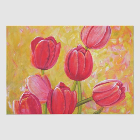 Roze en rode Tulpen schilderen Tissuepapier (Voorkant)
