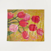 Roze en rode Tulpen schilderen Wandkleed (Voorkant (horizontaal))
