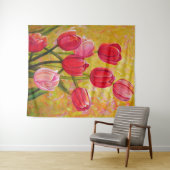 Roze en rode Tulpen schilderen Wandkleed (In Situ (horizontaal))