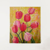 Roze en rode Tulpen schilderen Wandkleed (Voorkant)