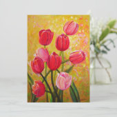 Roze en Rode Tulpen Schilderij   Kaart (Staand voorkant)