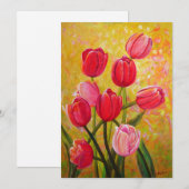 Roze en Rode Tulpen Schilderij   Kaart (Voorkant / Achterkant)