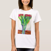 roze en rode tulpen waterverf kunst t-shirt (Voorkant)
