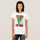 roze en rode tulpen waterverf kunst t-shirt (Voorkant volledig)