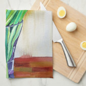 roze en rode tulpen waterverf kunst theedoek (Quarter Fold)