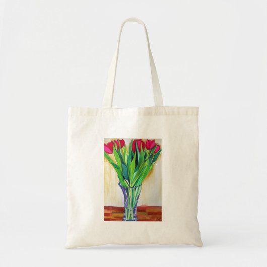 roze en rode tulpen waterverf kunst tote bag (Voorkant)