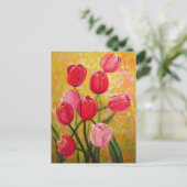 Roze en Rode Tulpenschilderij Briefkaart (Staand voorkant)