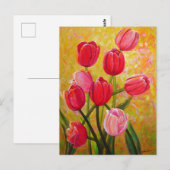 Roze en Rode Tulpenschilderij Briefkaart (Voorkant / Achterkant)