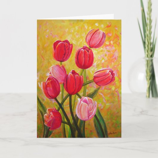 Roze en Rode Tulpenschilderij Kaart (Voorkant)