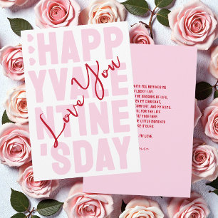 Roze en rode typografie Gelukkige Valentijnsdag Feestdagenkaart