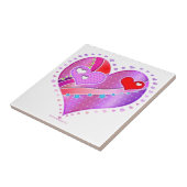 Roze en rode Valentijn Keramische tegel Tegeltje (Zijkant)