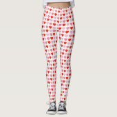 Roze en Rode Valentijn Liefde Hartpatroon Leggings (Voorkant)