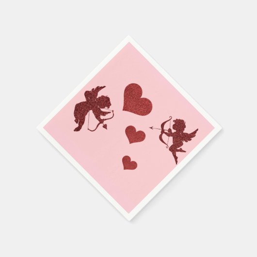 Roze en rode Valentijn Papier servetten (Hoek)