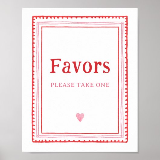 Roze en Rode Valentijns  Favor Sign Poster (Voorkant)