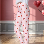 Roze en rode Valentijnsdag gevleugeld hartpatroon Leggings