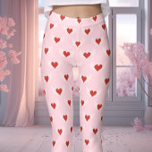 Roze en rode Valentijnsdag gevleugeld hartpatroon Leggings