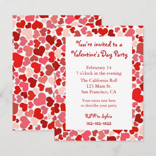 Roze en Rode Valentijnsdag Kaart (Voorkant / Achterkant)