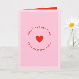 Roze en rode Valentijnsdag Liefde & Dankbaarheid  Kaart