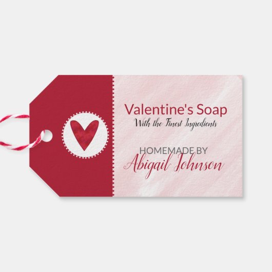💖 Roze en rode Valentijnsdag zeep Cadeaulabel (Achterkant Horizontaal)
