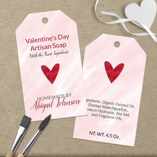 Roze en Rode  💖 Valentijnsdag Zeep Cadeaulabel
