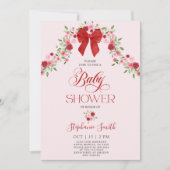 Roze en Rode Valentijnse Baby shower Meisje Kaart (Voorkant)