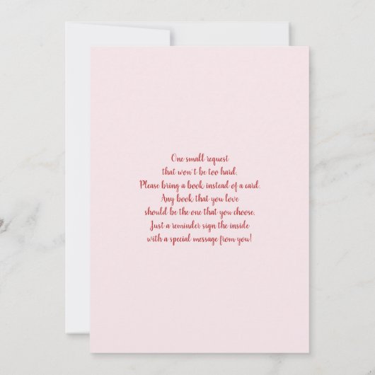 Roze en Rode Valentijnse Baby shower Meisje Kaart (Achterkant)