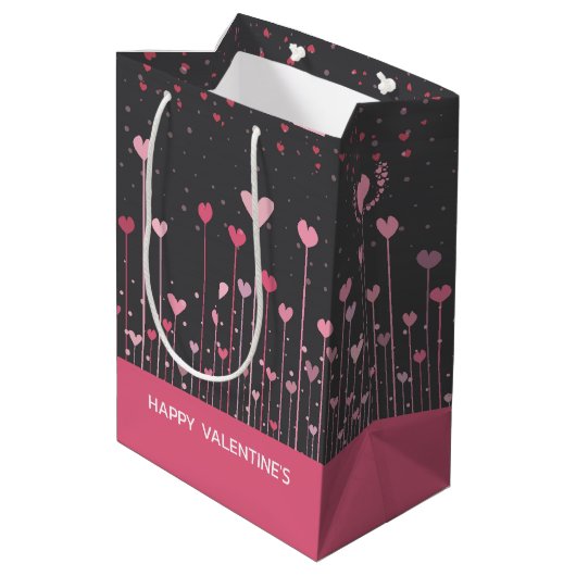 Roze en rode Valentijnse harten Medium Cadeauzakje (Achterkant Gekanteld)