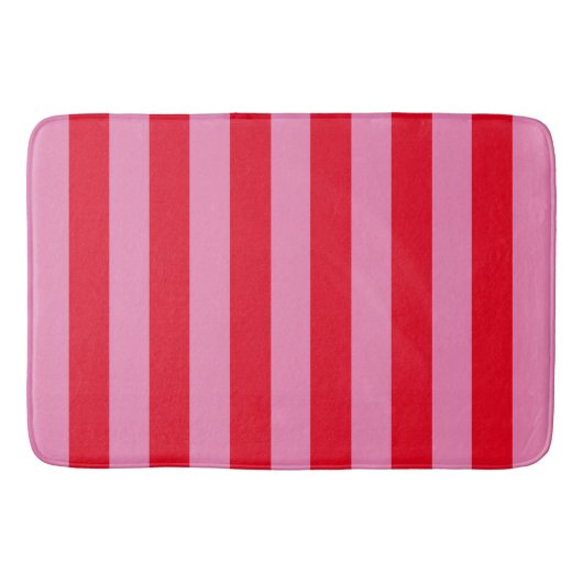 Roze en Rode Verticale Strepen Badmat (Voorkant)