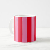 Roze en Rode Verticale Strepen Koffiemok (Voorkant links)