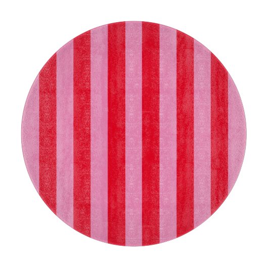 Roze en Rode Verticale Strepen Snijplank (Voorkant)