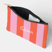 Roze en Rode Vette Strepen Monogram Etui (Open)