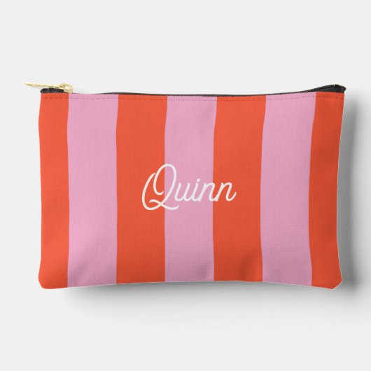 Roze en Rode Vette Strepen Monogram Etui (Voorkant)